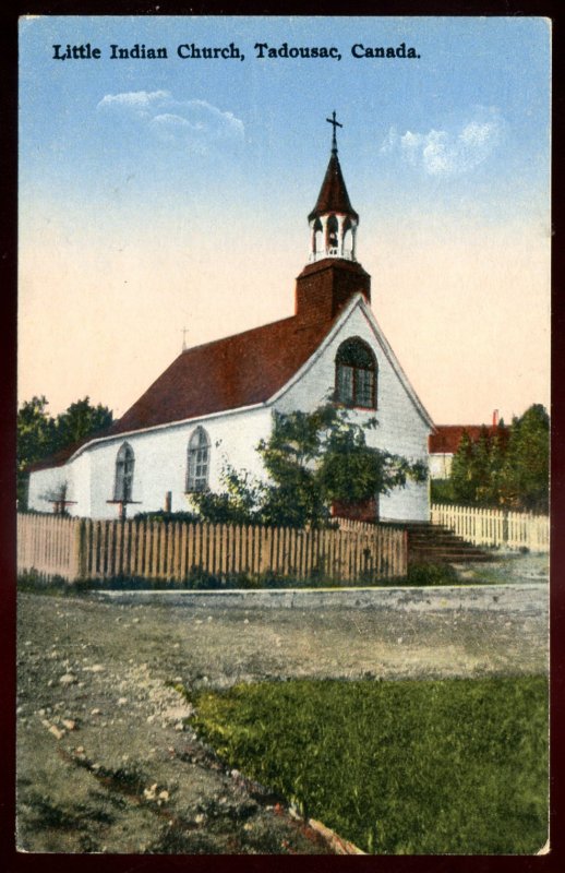 dc1178 - TADOUSAC Quebec Postcard 1920s Little Indian Church by Bourgoing