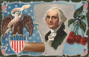 George Washington with American Flag Eagle Seal c1910 Vintage Postcard