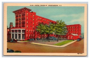 Vintage 1940s Postcard Hotel Frankling, Spartanburg, South Carolina