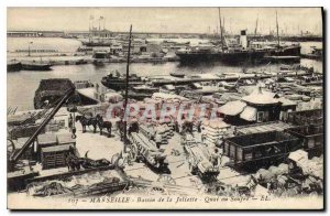 Old Postcard Marseille Basin Joliette dock at Sulfur Charter