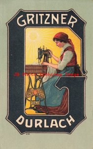 Advertising Postcard, Gritzner Durlach Sewing Machine, A. Fischer Jr Oberkotzau