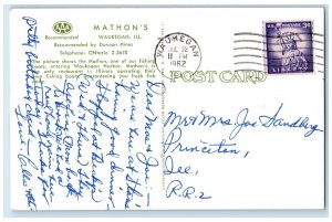 1962 Mathon's Fishing Boats Waukegan Illinois IL Posted Vintage Postcard