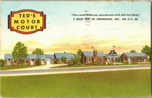 Ted's Motor Court on U.S. Route 66, Springfield MO c1955 Vintage Postcard C51