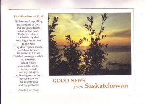 Good News, Sunset, Last Mountain Lake, Saskatchewan 1996, Bible Quote, Psalm 19