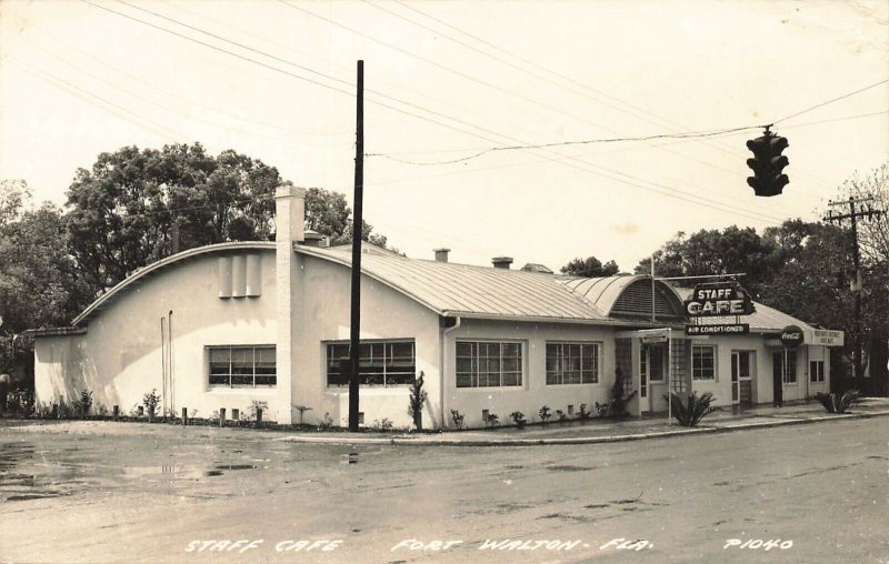 Fort Worth FL Staff Cafe Coca-Cola Sign Real Photo Postcard