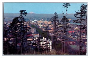 Vintage Postcard OR Portland Oregon From The West Mt. St. Helens Background