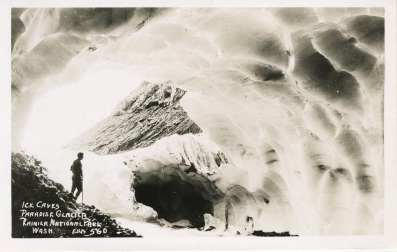 Ice Caves Paradise Glacier Rainier National Park WA Ellis 560 RPPC Postcard E9