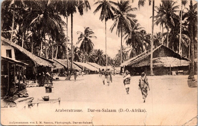 Araberstrasse Dar Es Salaam D O Afrika People Tropical Trees Huts Postcard UNP 