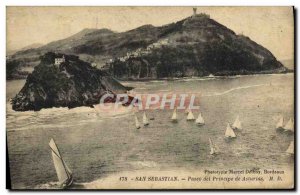 Postcard Old San Sebastian Paseo Del Principe de Asturias