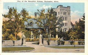 ROCHESTER, Minnesota MN   ONE OF THE BEAUTIFUL HOMES  Mansion  1928 Postcard