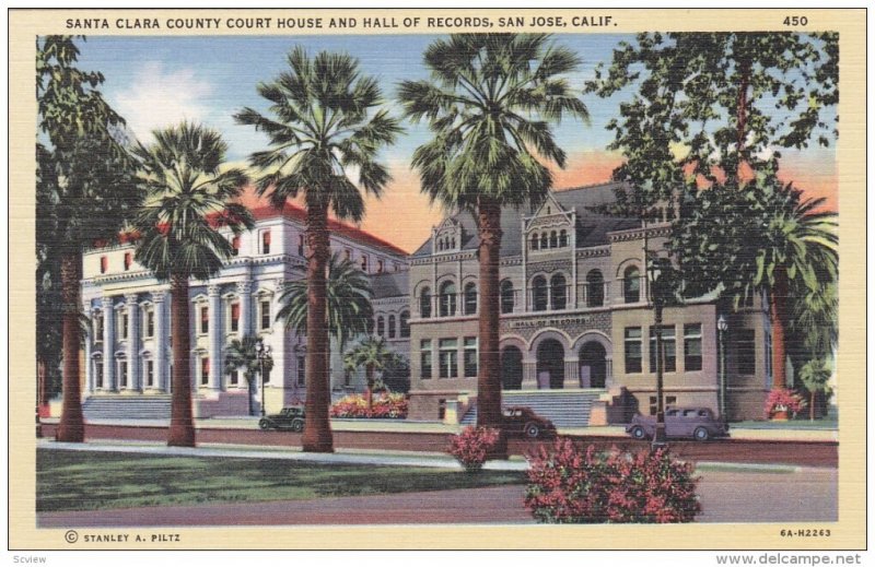 Santa Clara County Court House and Hall of Records, San Jose, California, 193...