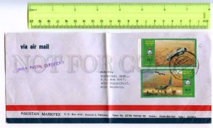 421020 PAKISTAN to GERMANY 1987 year  folding COVER w/ military planes stamps