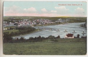 P2652 old postcard birds eye view woodstock from grafton, new brunswick canada