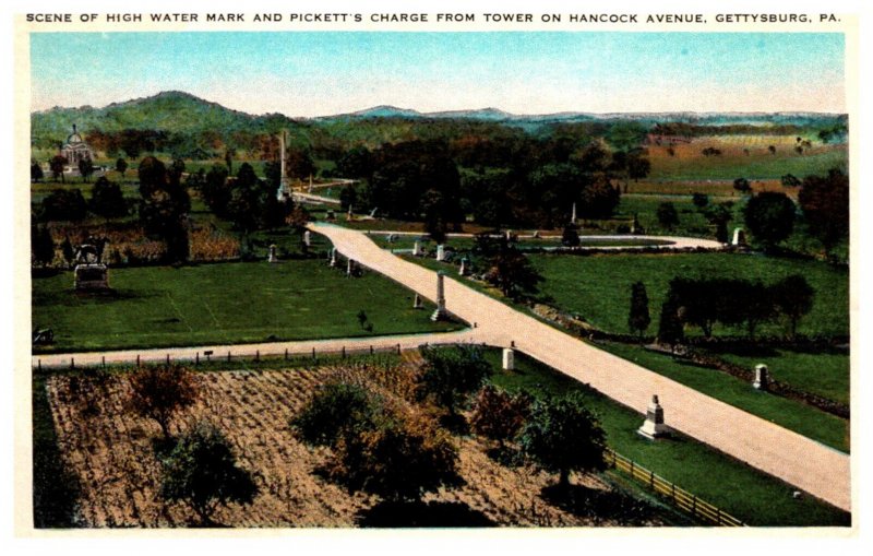 Pennsylvania  Gettysburg High Water mark & Pickett's Charge from Tower H...