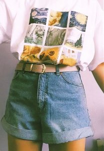 Girl Wearing Vintage Van Gogh Painting T-Shirt Plain Back Postcard