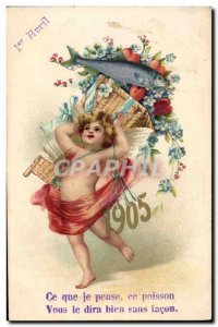 Old Postcard Fun Children Poisson April 1st