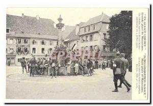 Massevaux Postcard Old Main Square Family after the Franco-American magazine ...