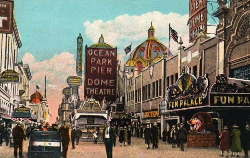 c. 1915s Vintage Postcard Ocean Park California, FUN PALACE, Dome Theatre