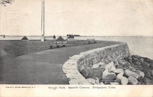 Bridgeport Connecticut~Spanish Cannon @ Seaside Park~Man Sitting on Bench~1906