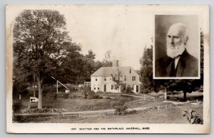 Haverhill MA Whittier And His Birthplace Real Photo RPPC Postcard A44