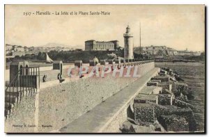 Old Postcard Marseille La Jetee and Lighthouse St. Mary