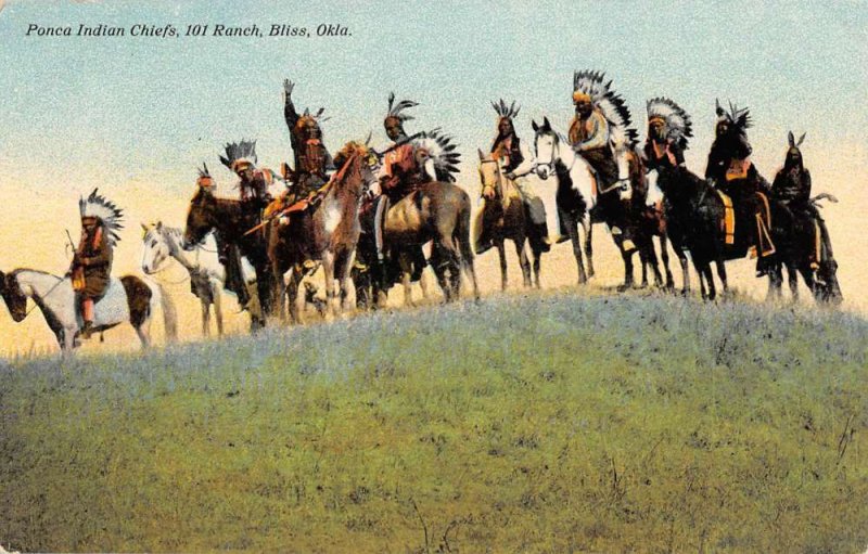 Bliss Oklahoma Ponca Indian Chief 101 Ranch Antique Postcard KK1770