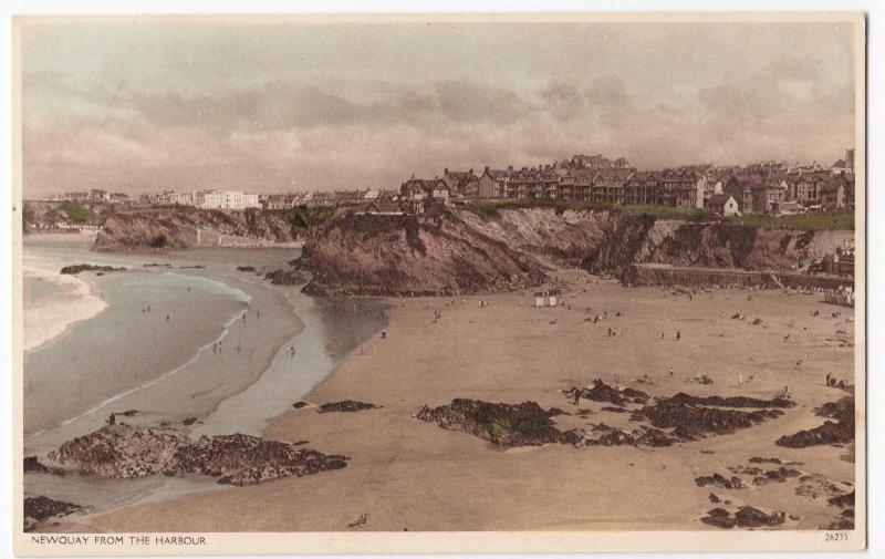 Cornwall; Newquay From The Harbour PPC, Unposted, c 1950's 