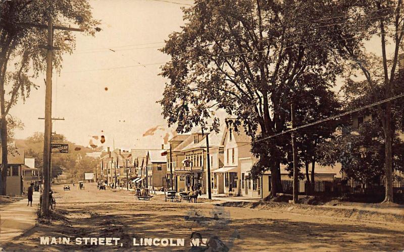 Lincoln ME Main Street Business District H. B. Stevens Store Horse & Wagons RPPC