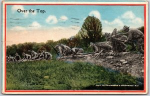 1910's Over The Top Military Training Soldiers On The Ground Posted Postcard