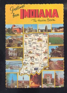 GREETINGS FROM INDIANA STATE MAP POSTCARD