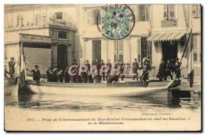 Old Postcard Boat War Commander Vice Admiral Jack Command Chief's Wings of th...