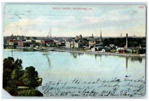 1911 River Front Exterior Building Rockford Illinois IL Vintage Antique Postcard