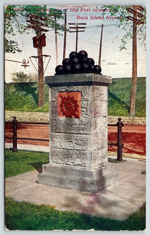 Rock Island Illinois~Cannonball Monument to Old Fort Armstrong Location~c1910 