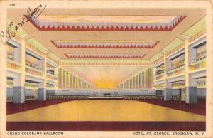 Brooklyn New York Grand Ballroom Hotel St George Antique Postcard K60487