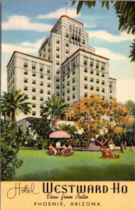 Linen Postcard Hotel Westward Ho View From Patio in Phoenix, Arizona