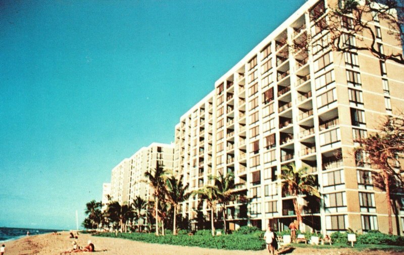 Vintage Postcard Twin Towers The Mahana On Kaanapali Beach Maui Hawaii H.I.