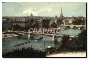 Old Postcard Panorama Paris on the Seine Eiffel Tower