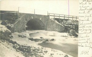 Wisconsin Waupaca Bridge Crystal River undivided RPPC Photo Postcard 22-3662