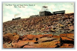 Vintage 1910's Postcard Cog Wheel Train Signal Station Pike's Peak Colorado