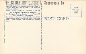 Linen Postcard; Hill Wheatley's Hotel Court, Hot Springs Nat'l Park AR Roadside