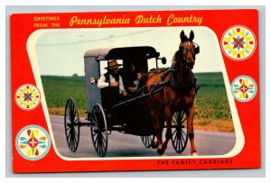 Vintage 1966 Postcard Greetings From Pennsylvania Dutch Country Amish Carriage