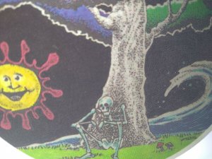 Grateful Dead Vintage Original Car Window Decal Skeleton Smoking Rainbow Tree