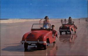 Daytona Beach FL Midgets Cars on Beach Bathing Beauty Old Postcard