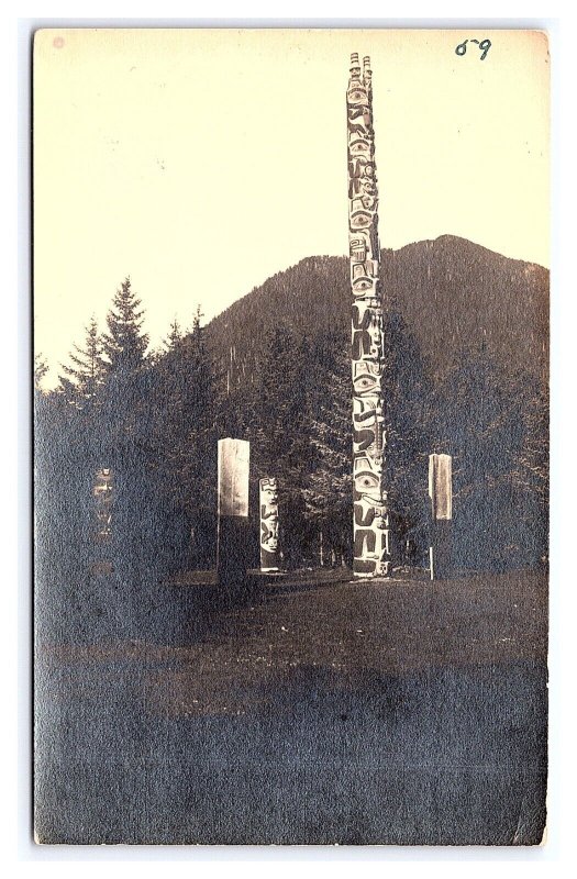 Postcard Alaska Totem Poles RPPC Real Photo Card