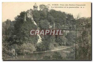 Old Postcard Paris Parc des Buttes Chaumont The belvedere and gateway
