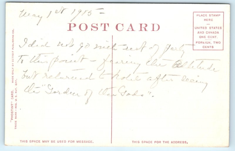 Pikes Peak Inspiration Point Colorado CO Springs Postcard