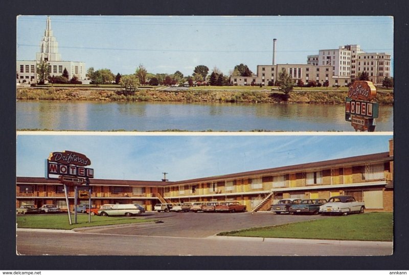 Driftwood Motel, Idaho Falls, Idaho USA posted 1962, 2x scenes, cars autos