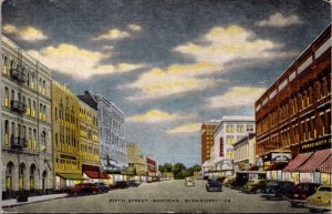 Linen Postcard Fifth Street in Meridian, Mississippi