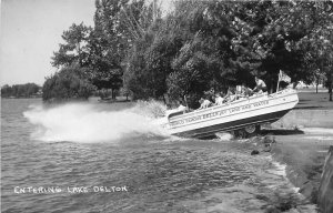 Wisconsin Dells WI 1950s RPPC Real Photo Postcard Entering Lake Delton Duck Boat