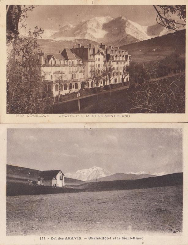 Col des Aravie Chalet Hotel Combloux Mont Blanc 2x Old Postcard